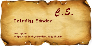 Cziráky Sándor névjegykártya
